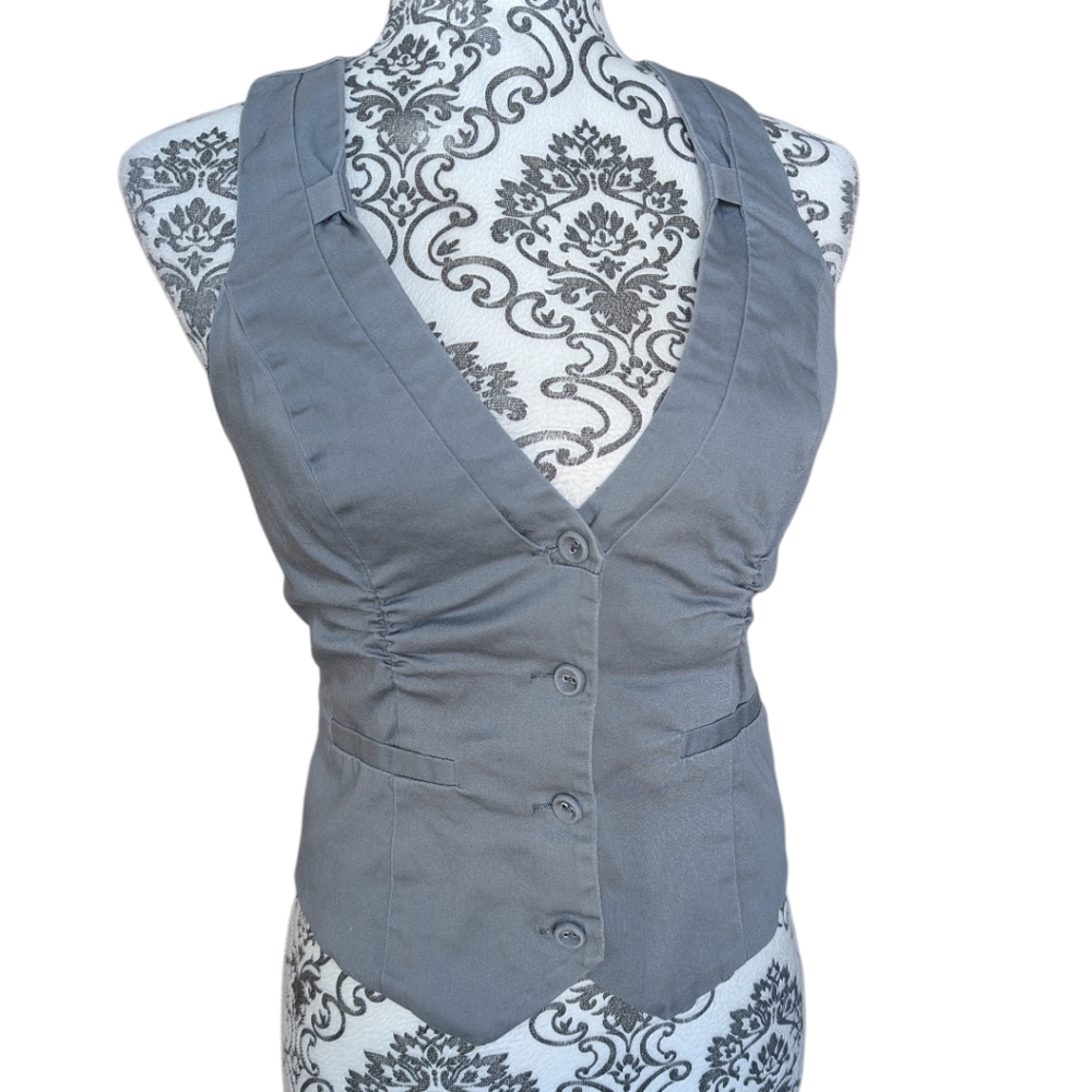 Vintage Guess Ruched Vest Top Women Small Grey Y2K - Picture 5 of 9